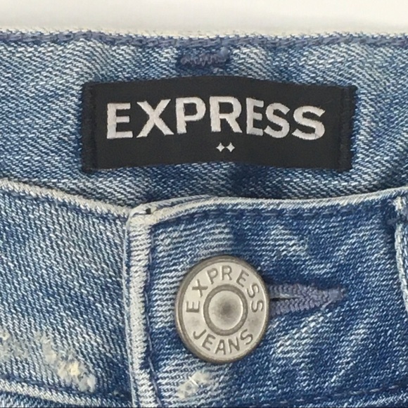 EXPRESS Distressed Fray Hem Denim Jean Shorts Rose Size 4 - Picture 7 of 11